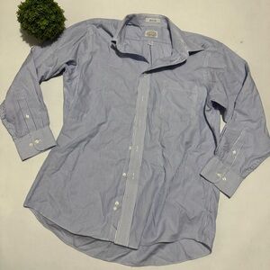 Eagle Blue‎ White Pinstripe 100% Cotton Dress Short Mens Size 16 32/33 Old Money